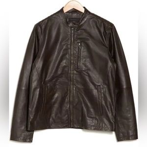 John Varvatos Leather Racer Jacket. Size medium. Brand new with tags.